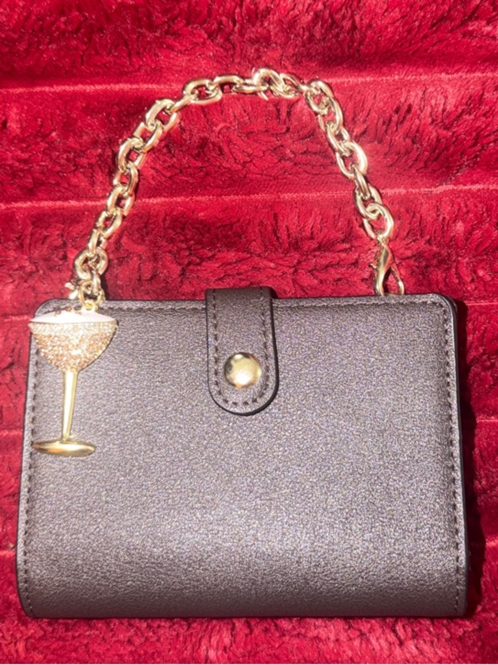 Women's Small Black Chain-Handle Wallet Purse